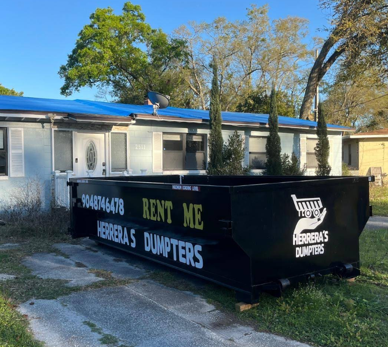 Roll-off dumpster rental in Jacksonville FL driveway